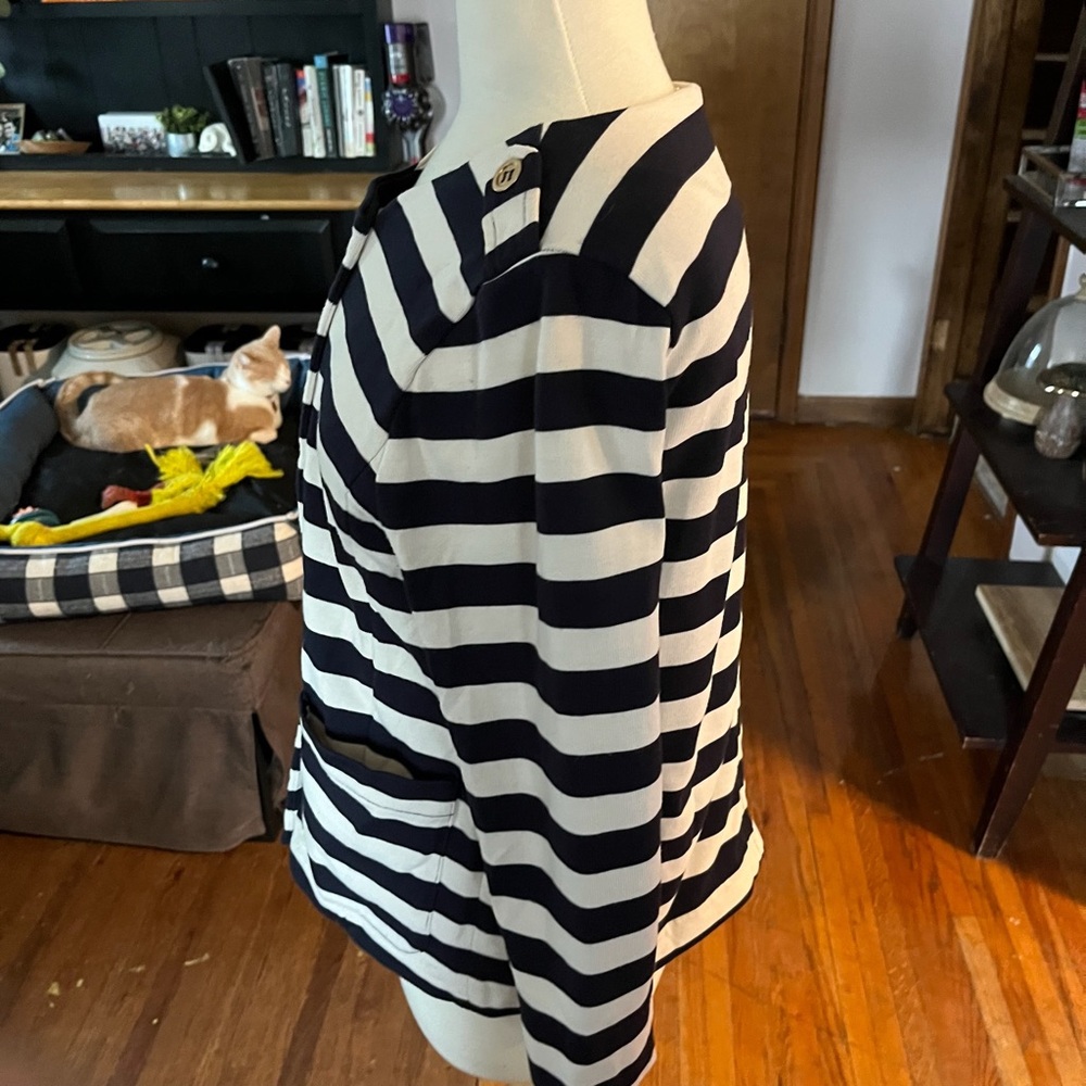 J. Crew Factory Double Breasted Striped Button Jacket - Picture 5 of 7